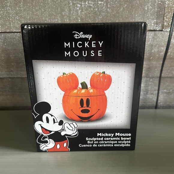 SOLD Disney Mickey Mouse Ceramic Pumpkin Canister Candy Jar - Picture 2 of 4